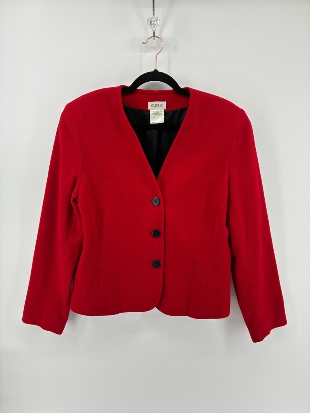 Vintage Wool & Cashmere Blend Classic Red Women's Blazer - Picture 2 of 8